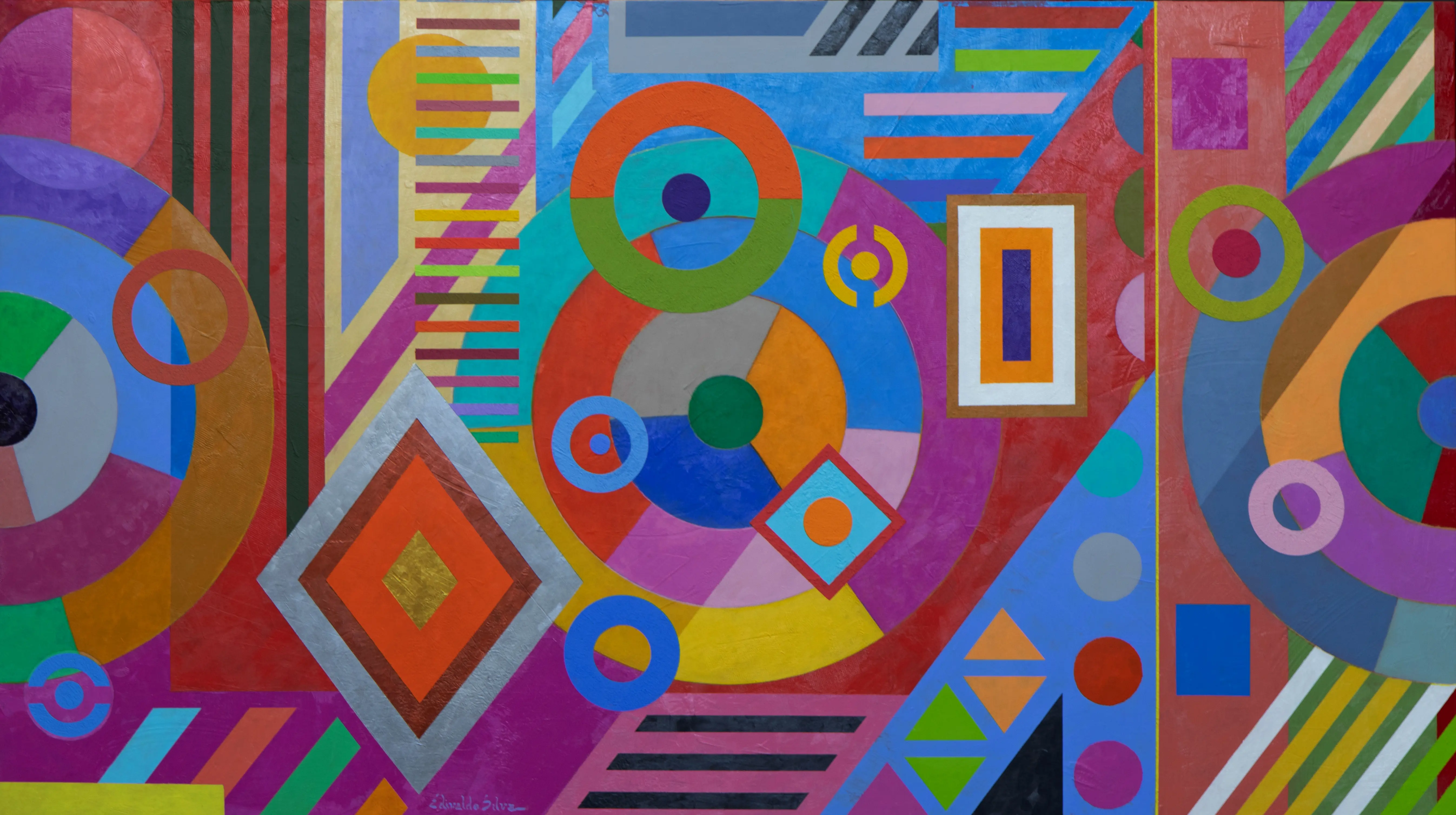 Pintura abstrata geométrica de Edivaldo Silva